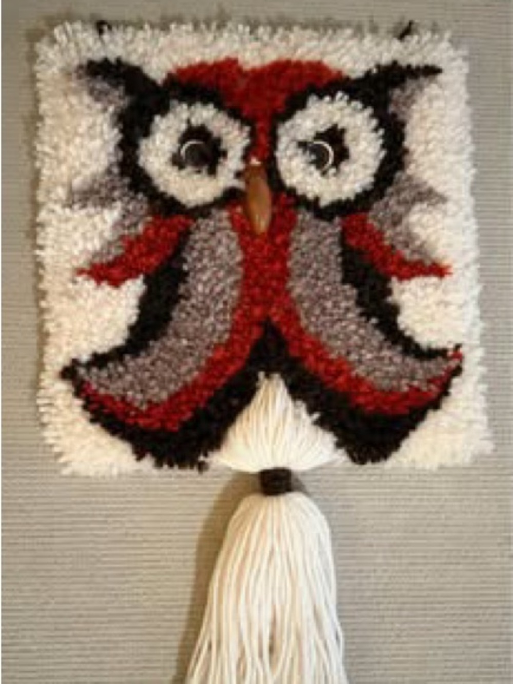 Vintage latch hook owl wall hanging